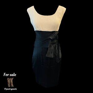 Marciano GUESS silk sleeveless Cocktail Dress Black Ivory Layered Bow XS EUC